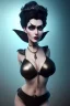 Placeholder: Lene Nystrøm as evil queen in black leather, busty, cleavage, voluptuous, Aqua Lene, angry, stern look. character design by cory loftis, fenghua zhong, ryohei hase, ismail inceoglu and ruan jia. unreal engine 5, artistic lighting, highly detailed, photorealistic, fantasy