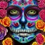 Placeholder: high-quality, fine-detail melted crayon drawing of realistic day of the dead painted face, flowers, artwork, 8k, intricate, detailed, ornate, illustration, brian froud, howard lyon, george grie, ben goossens, anna dittman, jeffrey robert, don marco