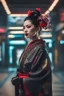 Placeholder: Ultra realistic photo beautiful cyberpunk geisha woman , futuristic style, HOF, captured with professional DSLR camera, 64k, ultra detailed,