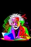 Placeholder: albert einstein in with laptop vivid colors