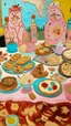 Placeholder: A pale pink carnival with cookies and cakes painted by Vincent van Gogh