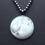 Placeholder: necklace with a simple, elegant design featuring a single, shimmering polyester in moon pendant