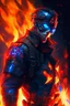 Placeholder: Captain america in blazing flame cyberpunk style