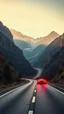 Placeholder: A race cars road in a stunning mountain landscape, mountain gorge, bright color palette, high detail, perfect composition, gcinematic shot, intricate details, hyperdetail