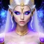 Placeholder: cosmic mage, elf, female, battle mage, epic, cosmic magic, long ears, white hair, face details, pale skin, detailed eyes, jewellery, broad shoulders, glowing eyes, sharp ears, cosmic clothes, bright eyes, cosmic eyes, ears between hair, ears shown, light in eyes