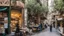 Placeholder: a street with cafe shops like Tehran