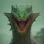 Placeholder: green dragon, dragon portrait, portrair, dragon head, dragon face, big eyes, smile, dragon with fathers, happy, 8k resolution, high-quality, fine-detail, fantasy, incredibly detailed, ultra high resolution, 8k, complex 3d render, cinema 4d