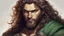 Placeholder: human, male, green eyes, beard, long curly hair, barbarian