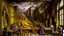 Placeholder: A yellow and purple mining factory designed in medieval tapestry painted by Gustave Courbet