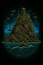 Placeholder: Ocean Cliff with nautical observatory T-Shirt Design, Black Background, by Andrew Ferez