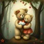 Placeholder: vinyette star-buddy and a heart-buddy with clouds in the forest-of-feelings, vintage care-bears style (Elena Kucharik)