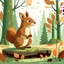 Placeholder: You follow the squirrel's shortcut and soon find yourself back at the edge of the forest. With a grateful smile, you thank the squirrel for its help and head home, feeling happy and satisfied after your adventure.; illustrations style