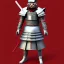 Placeholder: Modélisme trois dimensions, chat, anthropomorphique, habillé comme un samurai, armure très détaillé, armure rouge, armure argent