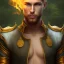 Placeholder: Male, Human, Blond, Sorcerer, Fire Mage, Golden Eyes, Young, Photorealism, Full Body Shot, Forest Background