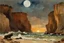 Placeholder: Night, rocks, cliffs, sci-fi, distant mountains, sea, waves, sand, seashore, epic, fantasy, winslow homer watercolor paintings