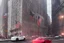 Placeholder: A Tesla 'Semi' (semi truck) is going at a high speed, on 'Wall Street', in New York. (CINEMATIC, WIDE ANGLE LENS, PHOTO REAL)