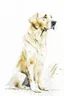 Placeholder: retriever dog , white background, in the style of frank auerbach