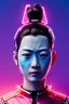 Placeholder: portrait, Asian cyborg woman, samurai warrior :: symmetry photography, cyberpunk style, pink hair, wires conveying, perfect eyes, samurai helmet, tiger mask, black samurai army, katana, japanese traditional ornaments, pink, white, black, glow eyes, cinematic, Ultra realistic, dark scene, soft color, highly detailed, unreal engine 5, RTX, ultra detail, 3d, finely drawn, high definition.