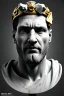 Placeholder: Ultra Realistic image, Roman sculpture bust, clean white marble material, Lionel Messi, gold crown of thorns, renaissance ornaments, one gold star, gradient background, cinematic lighting, god light, 4k resolution, smooth details, ornate details, soft lighting, unreal engine 5, art station, substance 3d.