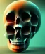 Placeholder: broken realistic skull. black background. smoke and explode. particles in air. teal and orange. abstract. beksinski.