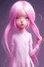 Placeholder: Loli, hands behind back, wholesome, innocent, long pink hair, tilted head