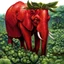 Placeholder: fantasy 90's tcg art of red strawberry elephant