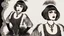 Placeholder: Full Body, burlesque Woman With A Bob With A Fringe Hairstyle, 1920s flapper style Clothing, Morticia, Steampunk, Black Background