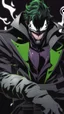 Placeholder: A very close picture to Mix between the joker and venom symbiote in solo leveling shadow art style with neon green details