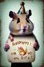 Placeholder: Hamster happy birthday, holding a sign "Brigitte"