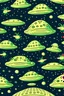 Placeholder: UFO and frog pattern wallpaper, arts and crafts style