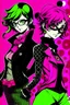 Placeholder: persona 5 style background and pink green character