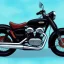 Placeholder: fullbody Drawing of 'Vintage classic style concept Motorcycle',three quarters view, retro design study, classic steel wheels, toned colors, art by cheryl kelley,16k