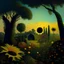 Placeholder: High definition photography of a marvelous landscape, odd still figures, trees, flowers, sun, intricate, atmosphere of a Max Ernst painting, Henri Rousseau, thoughtful, interesting, a bit appalling, smooth