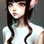 Placeholder: Japanese girl with big brown eyes and long black hair with bangs, cute, beautiful, kawaii