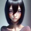 Placeholder: Japanese girl with big brown eyes and long black hair with bangs