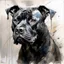 Placeholder: Black Staffie dog with gentle expression in the style of Willem Haenraets, Yoji Shinkawa, Guy Denning, Florian Nicolle