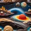 Placeholder: Detailed creepy landscape made of cake-frosting and modeling clay, stars and planets, Amano, Roger Dean l, strong texture, Ernst Haekel, extreme detail, intricate, colours, Max Ernst, decal, rich moody colors, sparkles, bokeh, odd