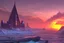 Placeholder: Buildings, ice, sci-fi, epic, sunset