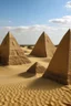 Placeholder: A tan sandy desert with magnetic pyramids designed in Bayeux tapestry painted by Vincent van Gogh