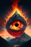 Placeholder: Flaming eyeball with mountains inside