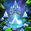 Placeholder: cristal angelic castle crystalline, beau , cosmic, opalescent, opalescent, gemstones, crystals, object, other worldly,water, rock, moss,bright, ice background, neige etang bleu