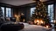 Placeholder: darkness,photoreal, christmas decoration in the big living room , adorned with twinkling lights, in the living room,next to the fireplace,large windows with snowy firs outside,christmas decoration,lights off,cozy,calm,high-quality photograph,photorealistic, shot on Hasselblad h6d-400c, zeiss prime lens, bokeh like f/0.8, tilt-shift lens 8k, high detail, smooth render, unreal engine 5, cinema 4d, HDR, dust effect, vivid colors,night