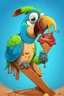 Placeholder: Cartoon parrot eating Choco bar ice cream