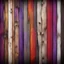 Placeholder: Hyper Realistic red, brown, black, golden, purple & white multicolor grungy rustic texture on wooden planks with vignette effect
