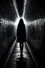 Placeholder: a woman silhouette in metro tunnel, dark shadows the walls, the heart ached with fear and sadness, for knows what the end, sinister, etheral, fog, dark mistic mood