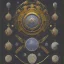 Placeholder: coat of arms of an arabian city featuring moons and hourglasses, very detailed