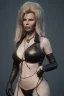 Placeholder: Kim Basinger in black leather, evil, busty, cleavage, curvy, angry, happy, stern look. character design by cory loftis, fenghua zhong, ryohei hase, ismail inceoglu and ruan jia. unreal engine 5, artistic lighting, highly detailed, photorealistic, fantasy