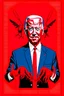 Placeholder: president joe biden in style of shepard fairy obama poster style red colour stencil with puppet strings