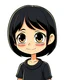 Placeholder: a 6 years old girl with black hair cartoon