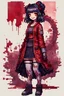 Placeholder: anormal, smile, blood, girl cute, full body, beautiful cyberpunk petit girl, hyperdetailed, behind made 8bits and Pixel Art, watercolor illustration by <Katsushika Hokusai>, darkred tones,